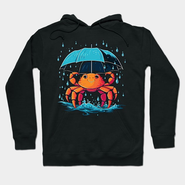 Crab Rainy Day With Umbrella Hoodie by JH Mart